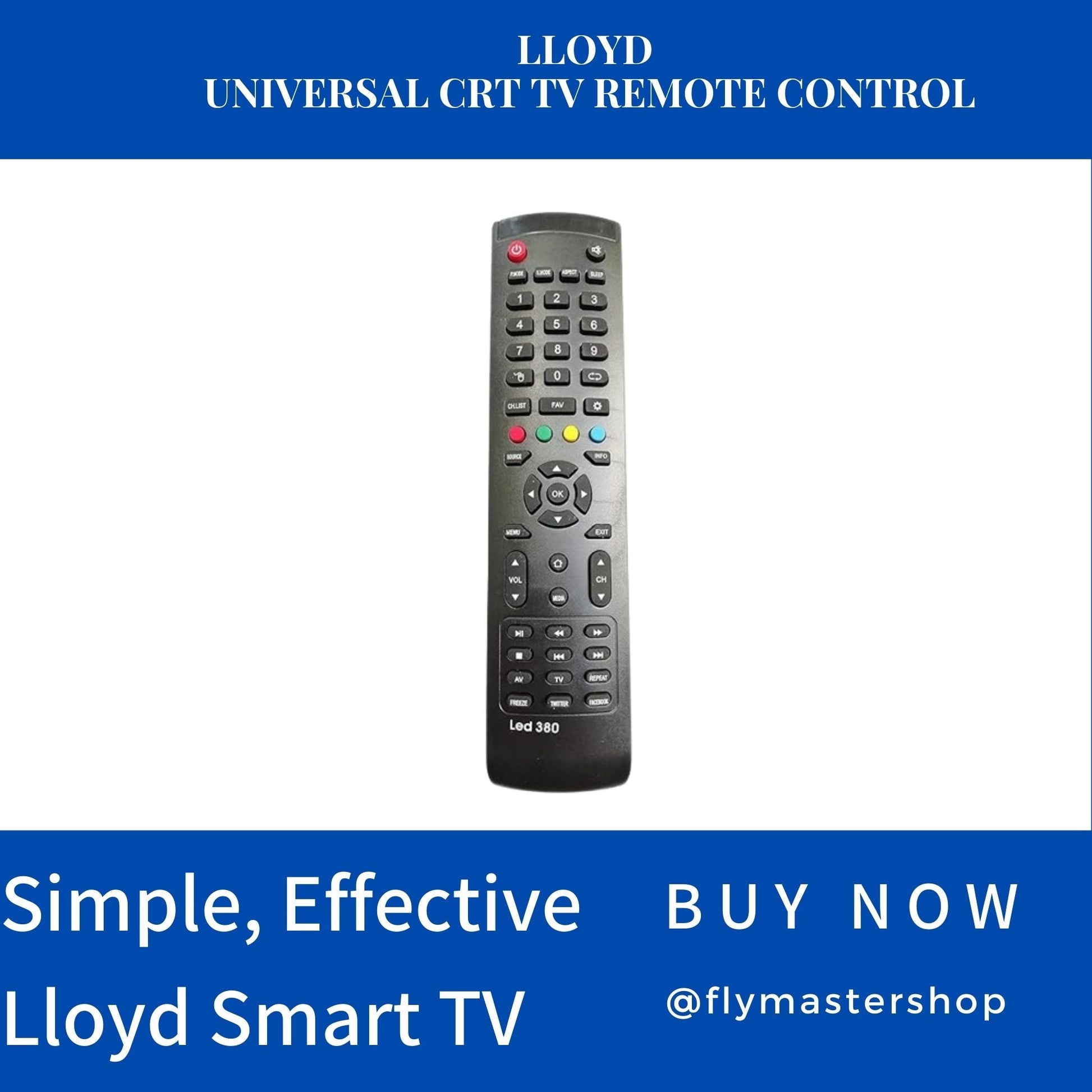 Lloyd Smart TV Remote for LED 380 | Effortless Control for HDTV & LED LCD Displays | Enhance Your Viewing Experience with Easy Navigation and Precise Functionality - Flymaster Shop