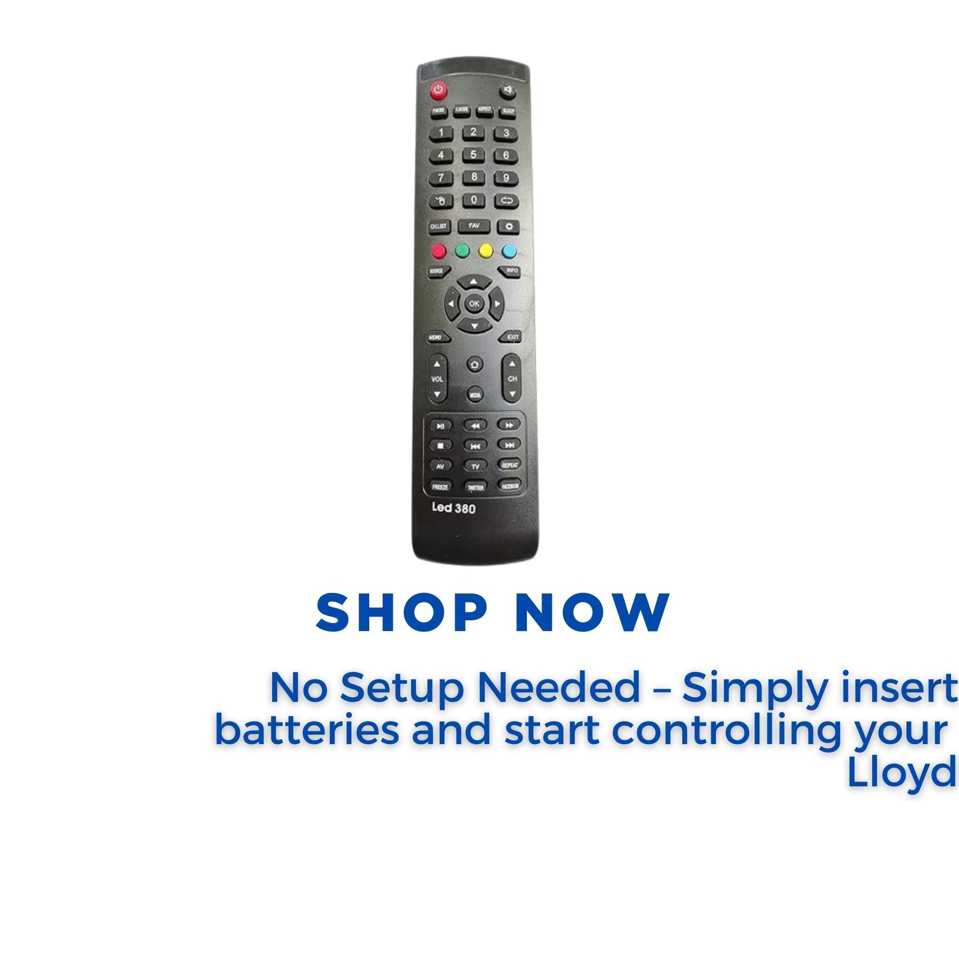 Lloyd Smart TV Remote for LED 380 | Effortless Control for HDTV & LED LCD Displays | Enhance Your Viewing Experience with Easy Navigation and Precise Functionality - Flymaster Shop