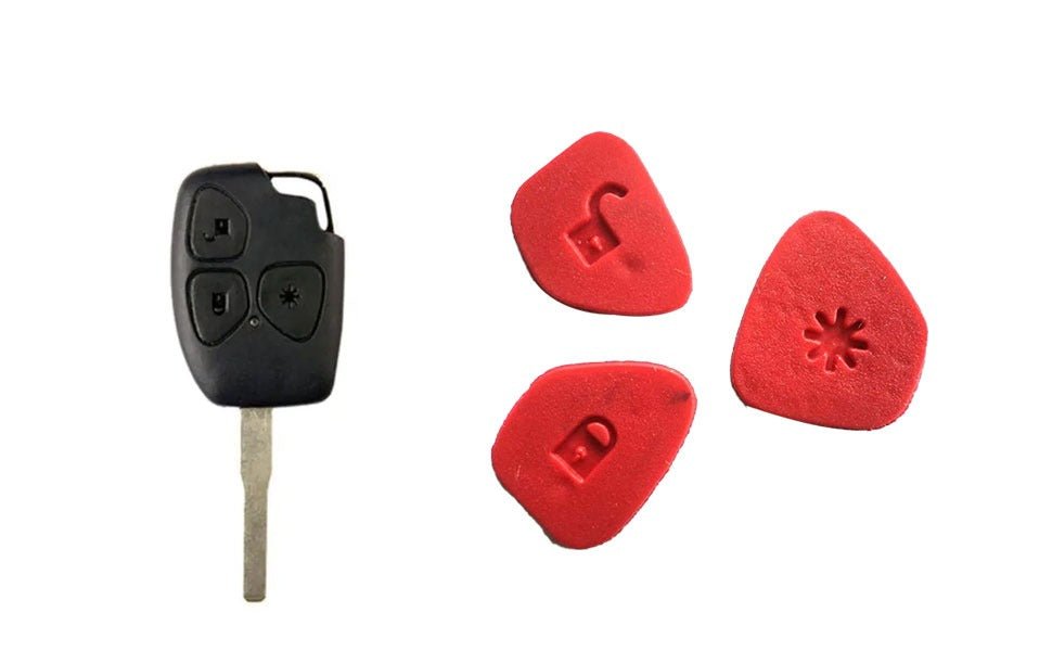 Mahindra 3-Button Remote Keypad for Xylo, Scorpio, Quanton - Set of 2 Replacement Keys (Red & Black) - Flymaster Shop