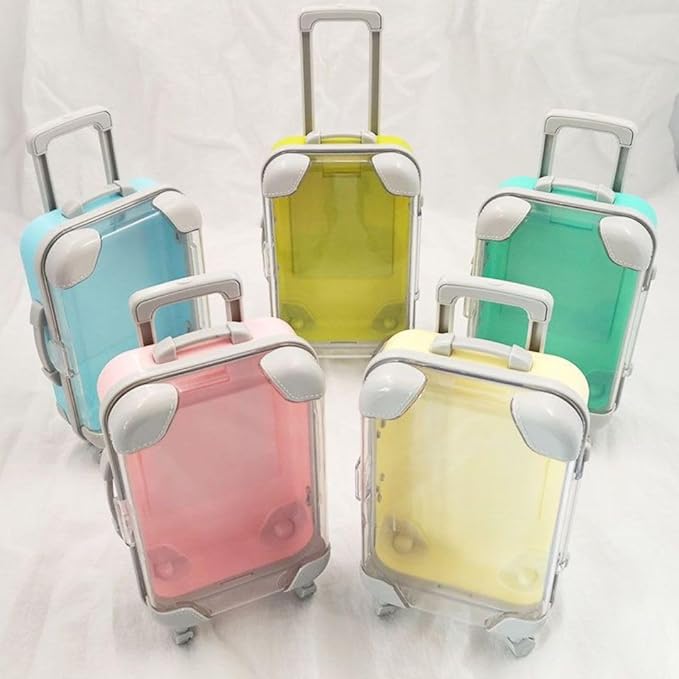 Makeup Organizer, Portable Makeup Case,Trolley Tiny Suitcase Miniature Candy Box for Travel Theme &Travel-Friendly, Compact, Perfect Gift for Beauty Lovers.Pack of 1, Multicolour. - Flymaster Shop