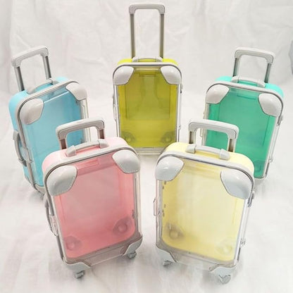 Makeup Organizer, Portable Makeup Case,Trolley Tiny Suitcase Miniature Candy Box for Travel Theme &Travel-Friendly, Compact, Perfect Gift for Beauty Lovers.Pack of 1, Multicolour. - Flymaster Shop