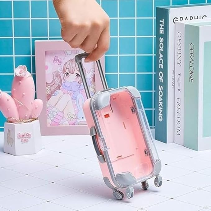 Makeup Organizer, Portable Makeup Case,Trolley Tiny Suitcase Miniature Candy Box for Travel Theme &Travel-Friendly, Compact, Perfect Gift for Beauty Lovers.Pack of 1, Multicolour. - Flymaster Shop