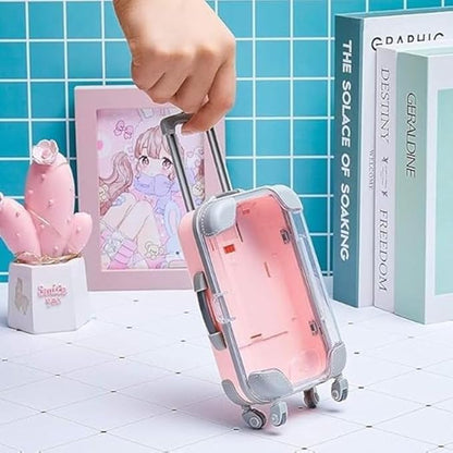 Makeup Organizer, Portable Makeup Case,Trolley Tiny Suitcase Miniature Candy Box for Travel Theme &Travel-Friendly, Compact, Perfect Gift for Beauty Lovers.Pack of 1, Multicolour. - Flymaster Shop
