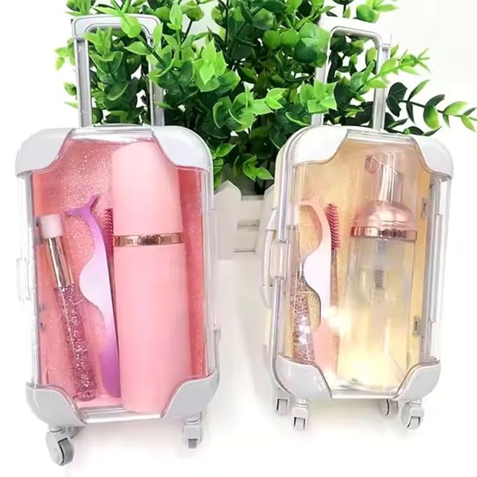 Makeup Organizer, Portable Makeup Case,Trolley Tiny Suitcase Miniature Candy Box for Travel Theme &Travel-Friendly, Compact.Pack of 1, Multicolour. - Flymaster Shop