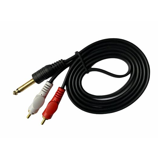 Male to Male 6.35mm Jack to 2RCA | Audio Cable | Connects Home Theatre, DVD, Speaker, Headphone, Mixer, Amplifier, Guitar, Karaoke System - 1.3 Meters (4.3 Feet) - Flymaster Shop