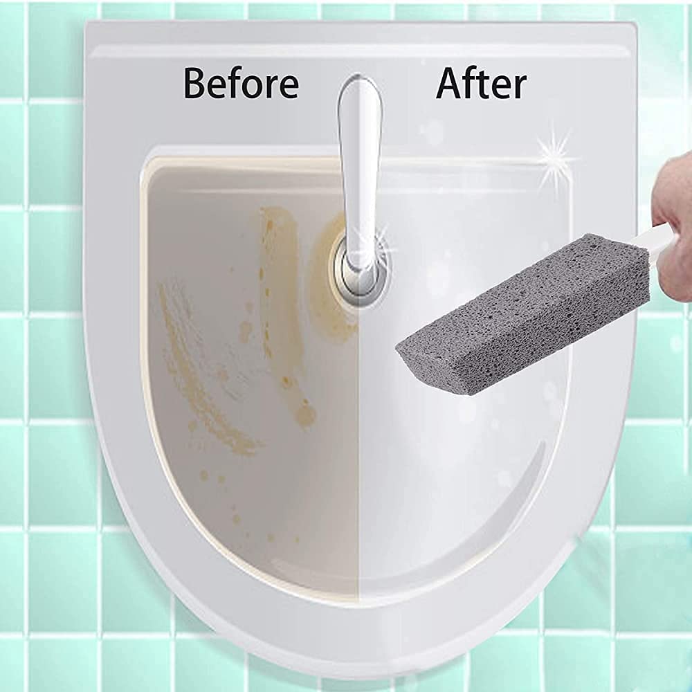 Metal 2 Pcs Toilet Cleaner Brush with Handle, Cleaning Pumice Stone, Pumice Stone for Cleaning, Paint& Pool Tile Cleaner Brush for Kitchen/Bath/Pool/Household Cleaning, Grey - Flymaster Shop