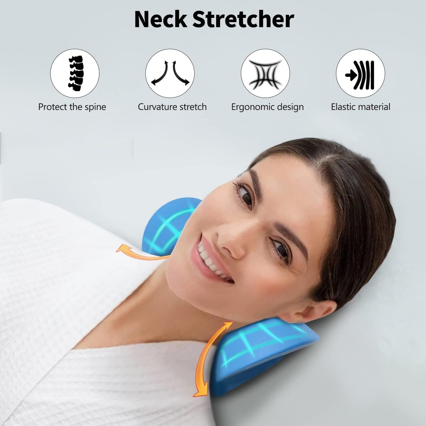 Neck And Shoulder Relaxer For Tmj Pain Relief And Cervical Traction Device For Spine Alignment | Neck Stretcher Chiropractic Pillow For Neck Pain Relief (BLUE) - Flymaster Shop