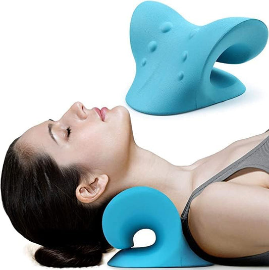 Neck And Shoulder Relaxer For Tmj Pain Relief And Cervical Traction Device For Spine Alignment | Neck Stretcher Chiropractic Pillow For Neck Pain Relief (BLUE) - Flymaster Shop
