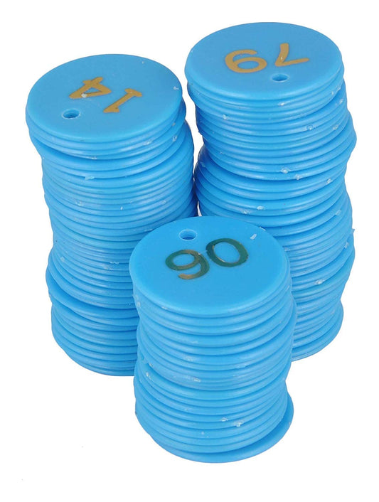 Numeric Token/Coin | Chips for Board Games and Other uses | Round Shape Plastic 1 to 100 Token Coins with Holes | Mini Poker Chips Game Tokens | Random Color - 100 Pcs - Flymaster Shop
