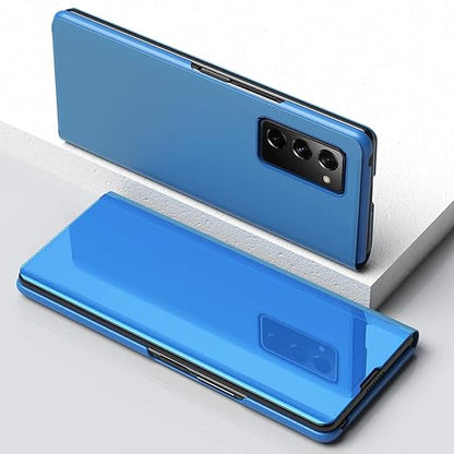 Oppo Reno 6 5G Clear View Electroplate Mirror Protective Leather Flip Cover with Glass - Premium, Stylish, and Durable Case for Ultimate Protection and Functionality. - Flymaster Shop