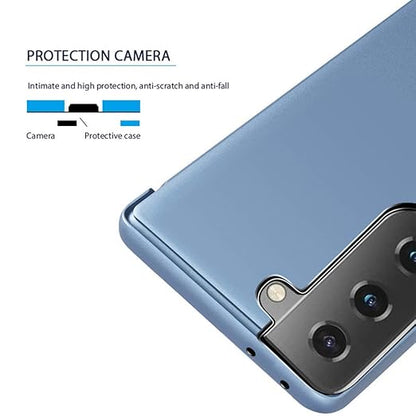 Oppo Reno 6 5G Clear View Electroplate Mirror Protective Leather Flip Cover with Glass - Premium, Stylish, and Durable Case for Ultimate Protection and Functionality. - Flymaster Shop