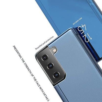 Oppo Reno 6 5G Clear View Electroplate Mirror Protective Leather Flip Cover with Glass - Premium, Stylish, and Durable Case for Ultimate Protection and Functionality. - Flymaster Shop