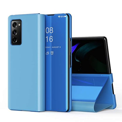 Oppo Reno 6 5G Clear View Electroplate Mirror Protective Leather Flip Cover with Glass - Premium, Stylish, and Durable Case for Ultimate Protection and Functionality. - Flymaster Shop