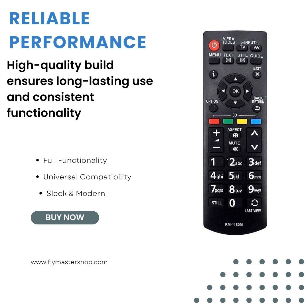 Panasonic TV Remote Control - Compatible with LCD, LED, Plasma TVs | Model 1180 - Black - Flymaster ShopFlymaster ShopFM - PR - 02