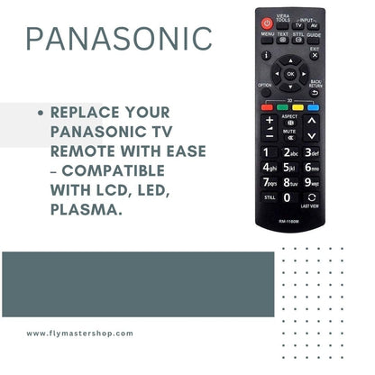 Panasonic TV Remote Control - Compatible with LCD, LED, Plasma TVs | Model 1180 - Black - Flymaster Shop