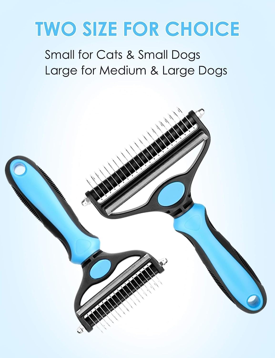 Pet Grooming Brush for Dogs/Cats, 2 in 1 Deshedding Tool & Undercoat Rake Dematting Comb for Mats & Tangles Removing, Reduces Shedding by up to 95%, Great for Short to Long Hair Small Large Breeds - Flymaster Shop