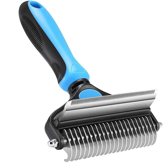 Pet Grooming Brush for Dogs/Cats, 2 in 1 Deshedding Tool & Undercoat Rake Dematting Comb for Mats & Tangles Removing, Reduces Shedding by up to 95%, Great for Short to Long Hair Small Large Breeds - Flymaster Shop