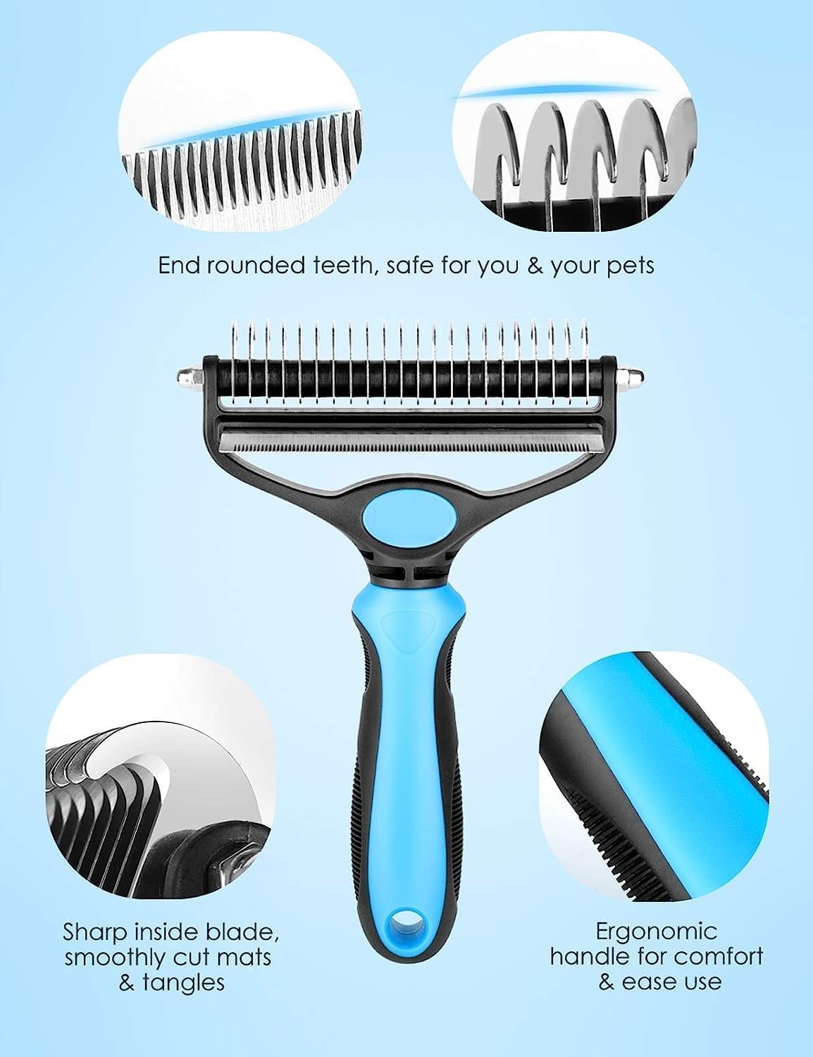 Pet Grooming Brush for Dogs/Cats, 2 in 1 Deshedding Tool & Undercoat Rake Dematting Comb for Mats & Tangles Removing, Reduces Shedding by up to 95%, Great for Short to Long Hair Small Large Breeds - Flymaster Shop