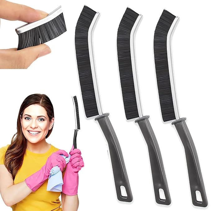 Plastic Gap Cleaning Brush – Multi-Purpose Track & Corner Cleaner for Kitchen, Bathroom & Windows (Pack of 2) - Flymaster Shop