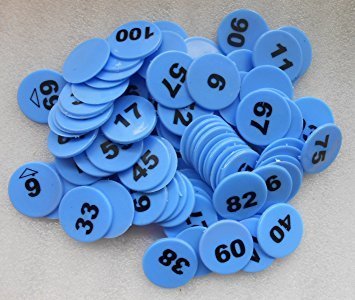 Plastic Number Token, Coins Pack of 1 to 100, Random Colour,For Board Games & Other Uses,Hotel,Poker,Counters, - Flymaster Shop