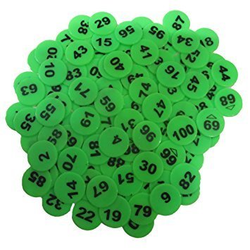 Plastic Number Token, Coins Pack of 1 to 100, Random Colour,For Board Games & Other Uses,Hotel,Poker,Counters, - Flymaster Shop