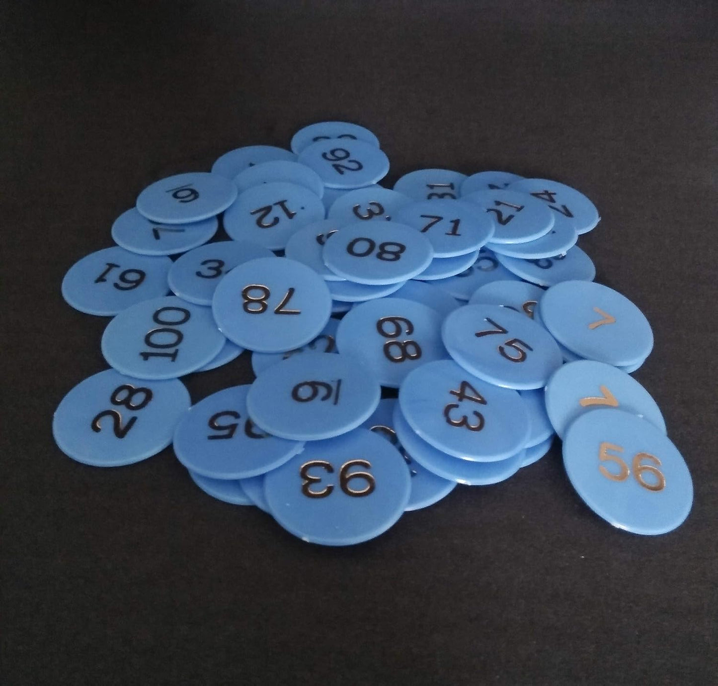 Plastic Numerical Token/Coins (1 To 100) Number Coins Yellow Colur(Small) (Coins Size 31Mm) - Flymaster Shop
