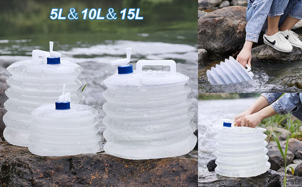 Portable 5L collapsible water container with spigot – ideal for camping, BBQs, hiking, and outdoor activities. Space-saving and leak-proof. Pack of 1. - Flymaster Shop