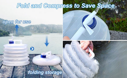 Portable 5L collapsible water container with spigot – ideal for camping, BBQs, hiking, and outdoor activities. Space-saving and leak-proof. Pack of 1. - Flymaster Shop