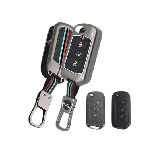 Premium Alloy Metal Key Cover for Mahindra Scorpio N, XUV300, XUV700, Thar, Bolero, Marazzo, XUV400 EV – 3-Button Flip Key Protection - Flymaster Shop