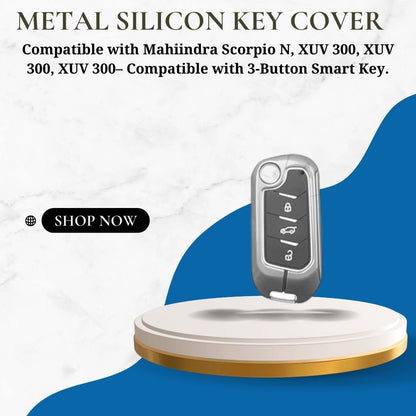 Premium Alloy Metal Key Cover for Mahindra Scorpio N, XUV300, XUV700, Thar, Bolero, Marazzo, XUV400 EV – 3-Button Flip Key Protection - Flymaster Shop