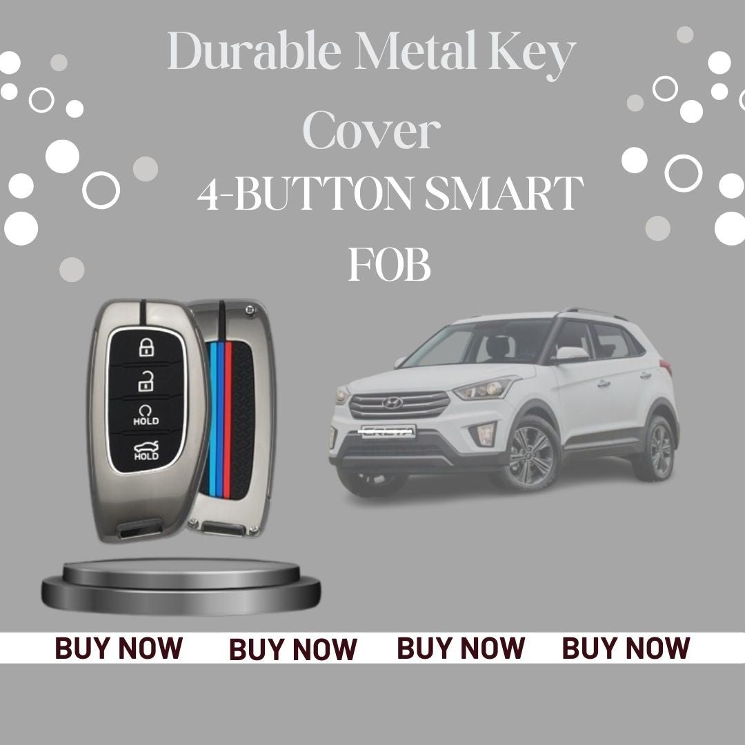 Premium Metal Key Cover for Hyudai Alcazzar & Cretta 4-Button Smart Key, Ultimate Protection, Enhanced Durability, and Stylish Design.(Pack of 1). - Flymaster Shop