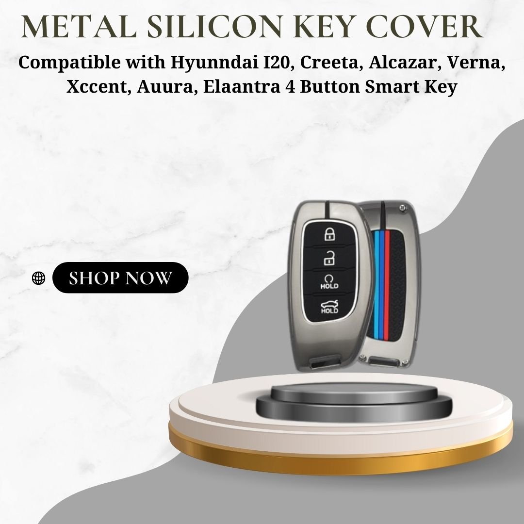 Premium Metal Key Cover for Hyudai Alcazzar & Cretta 4-Button Smart Key, Ultimate Protection, Enhanced Durability, and Stylish Design.(Pack of 1). - Flymaster Shop