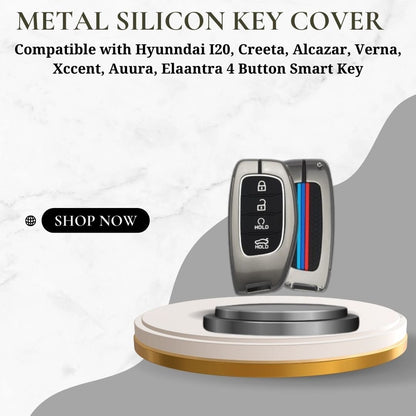 Premium Metal Key Cover for Hyudai Alcazzar & Cretta 4-Button Smart Key, Ultimate Protection, Enhanced Durability, and Stylish Design.(Pack of 1). - Flymaster Shop