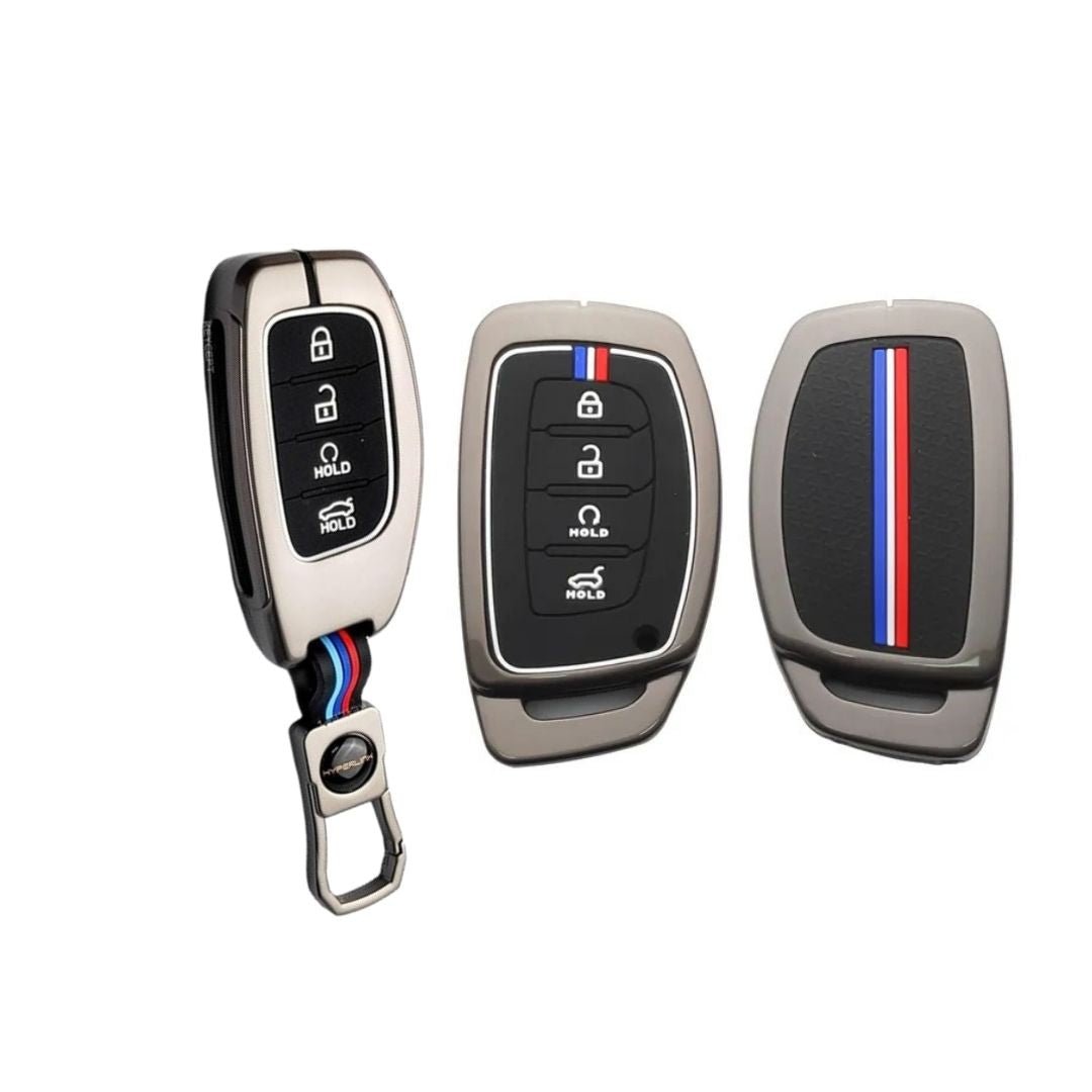 Premium Metal Key Cover for Hyudai Alcazzar & Cretta 4-Button Smart Key, Ultimate Protection, Enhanced Durability, and Stylish Design.(Pack of 1). - Flymaster Shop