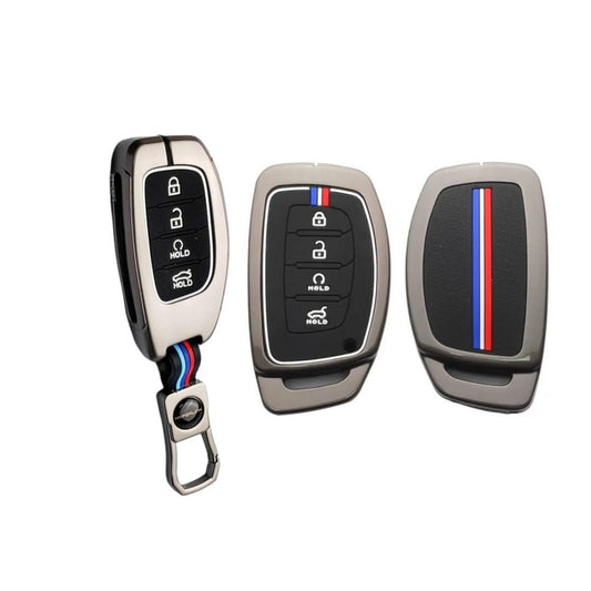 Premium Metal Key Cover for Hyudai Alcazzar & Cretta 4-Button Smart Key, Ultimate Protection, Enhanced Durability, and Stylish Design.(Pack of 1). - Flymaster Shop