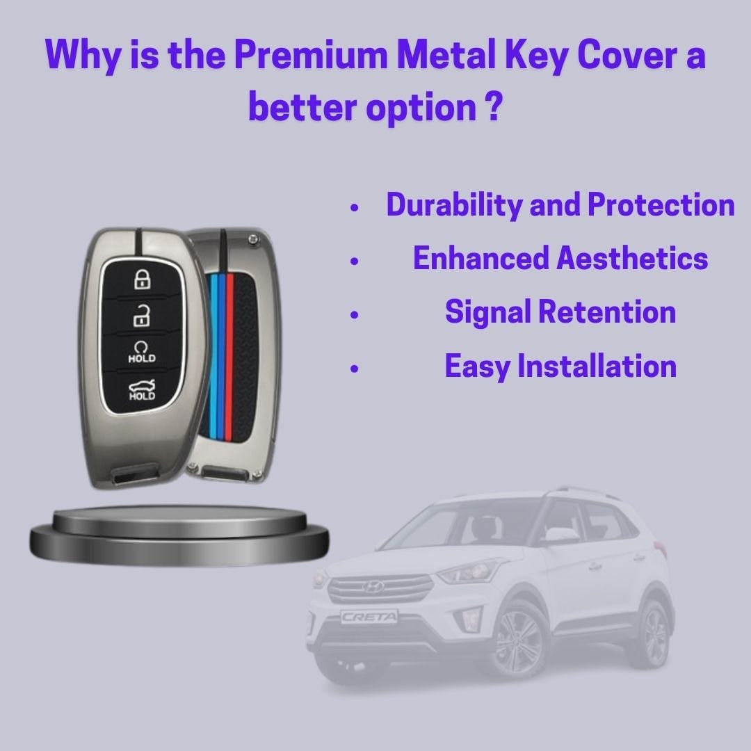 Premium Metal Key Cover for Hyudai Alcazzar & Cretta 4-Button Smart Key, Ultimate Protection, Enhanced Durability, and Stylish Design.(Pack of 1). - Flymaster Shop