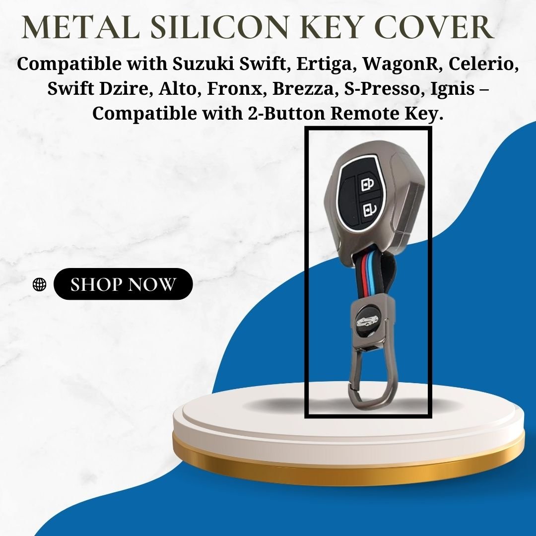 Premium Metal Key Cover for Suzuki Swift, Ertiga, WagonR, Celerio, Swift Dzire, Alto, Fronx, Brezza, S-Presso, Ignis – 2-Button Remote Key Compatible - Flymaster Shop