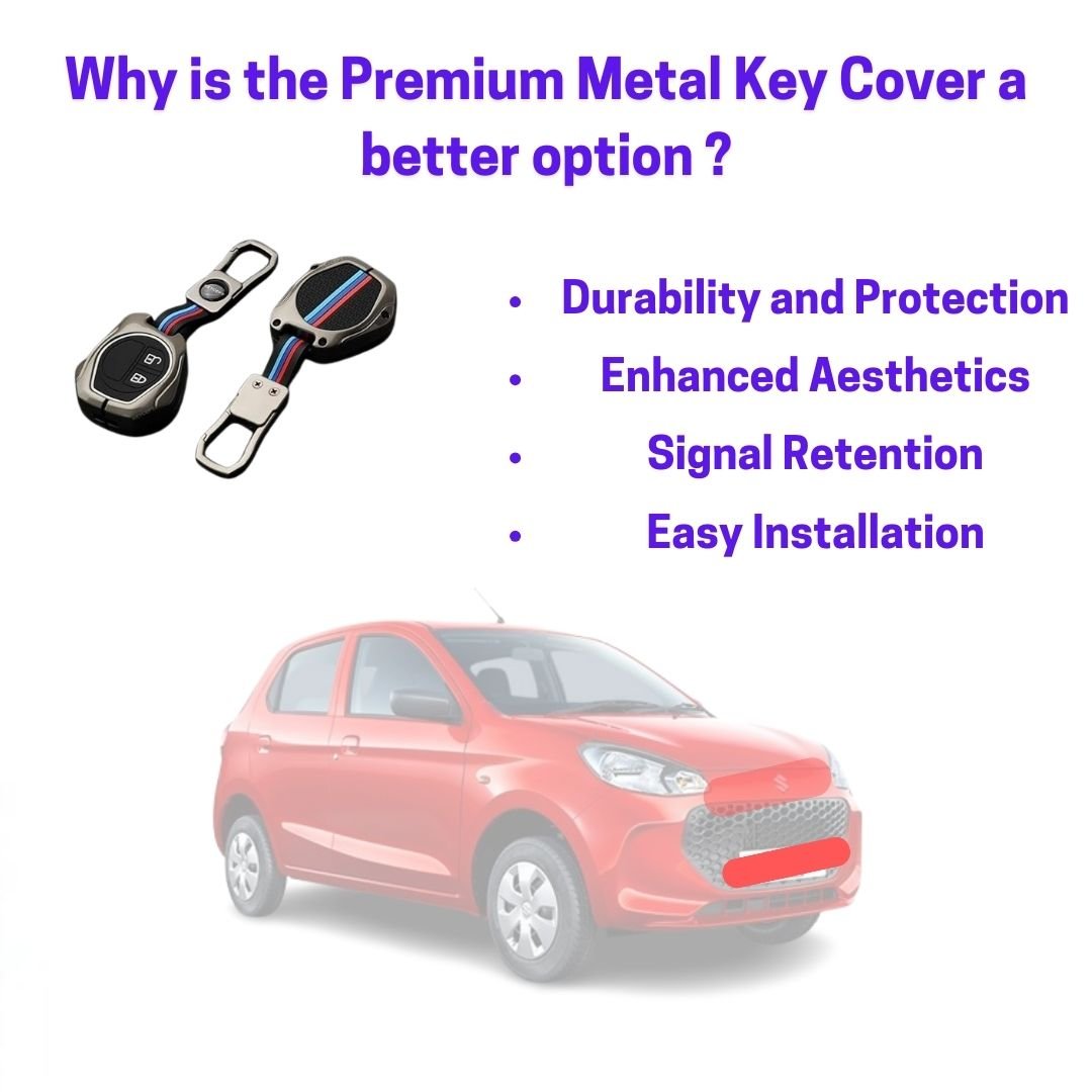 Premium Metal Key Cover for Suzuki Swift, Ertiga, WagonR, Celerio, Swift Dzire, Alto, Fronx, Brezza, S-Presso, Ignis – 2-Button Remote Key Compatible - Flymaster Shop