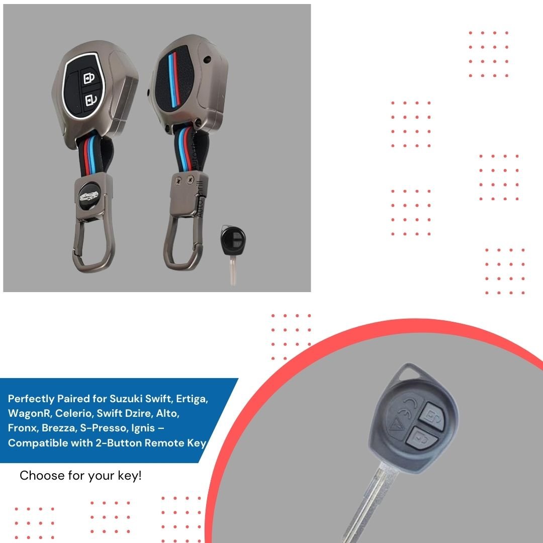 Premium Metal Key Cover for Suzuki Swift, Ertiga, WagonR, Celerio, Swift Dzire, Alto, Fronx, Brezza, S-Presso, Ignis – 2-Button Remote Key Compatible - Flymaster Shop