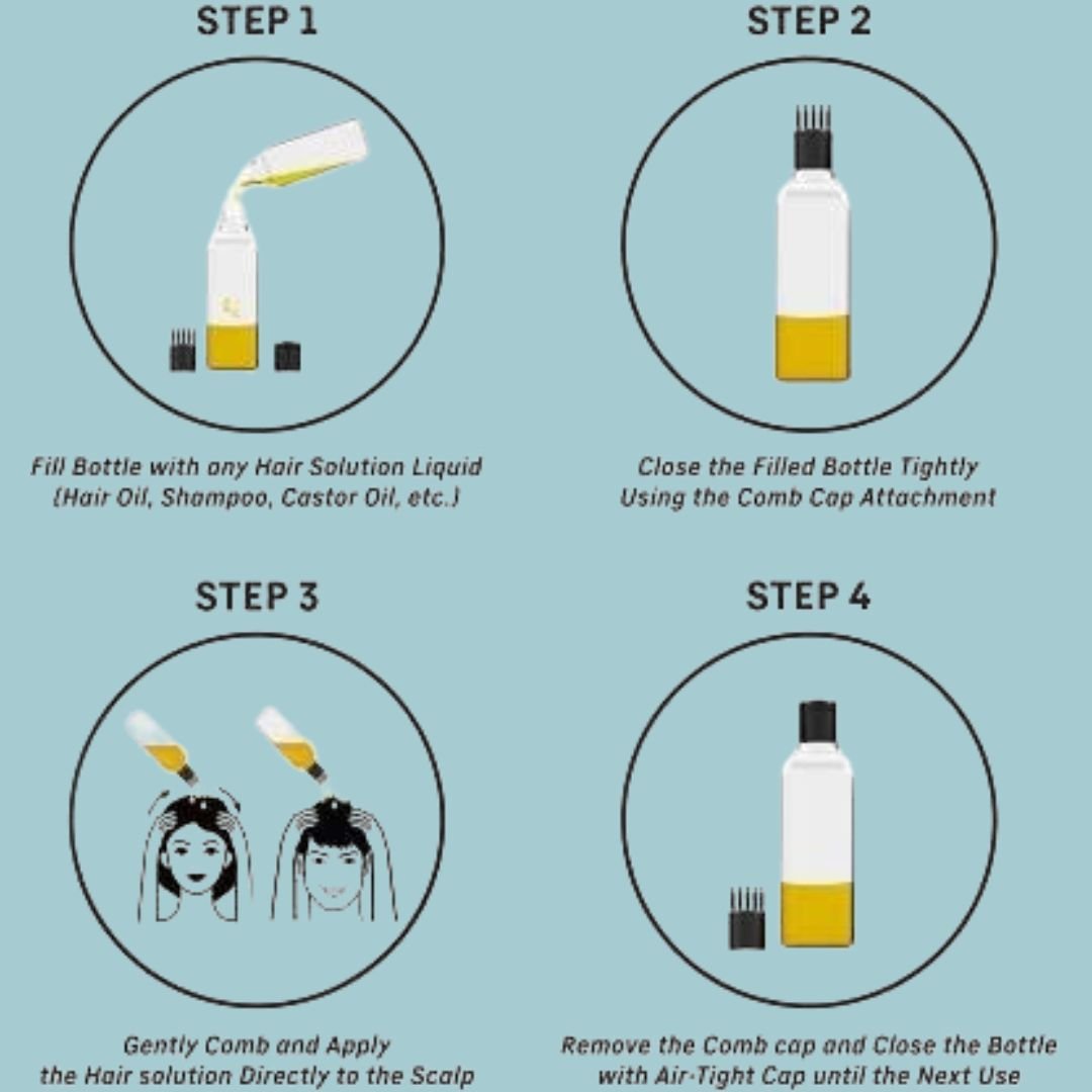 Premium Plastic Root Comb Oil Applicator Bottle with Graduated Scale - 200 ML, Multicolor (Pack of 2). - Flymaster Shop