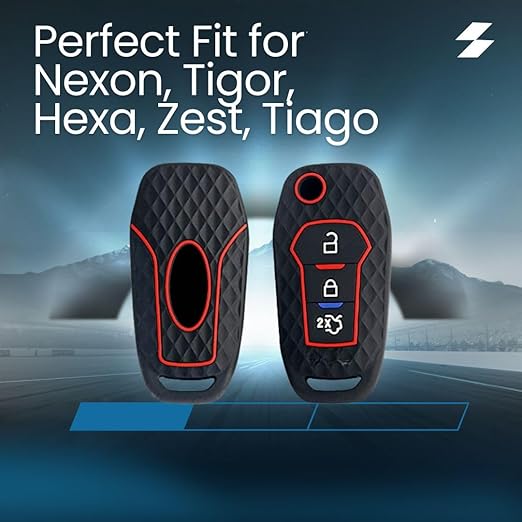 Premium Silicone Car Key Cover – Fits Bolt, Nexon, Tiago, Tigor, Hexa, Zest | Black Key Shell for Durable Protection - Flymaster Shop