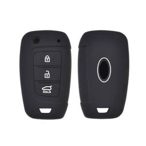 Premium Silicone Key Cover for Hyundai i20 2023, Kona, Verna (3-Button Flip Key) – Black | Durable & Scratch-Resistant Protection - Flymaster Shop