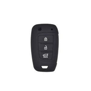 Premium Silicone Key Cover for Hyundai i20 2023, Kona, Verna (3-Button Flip Key) – Black | Durable & Scratch-Resistant Protection - Flymaster Shop
