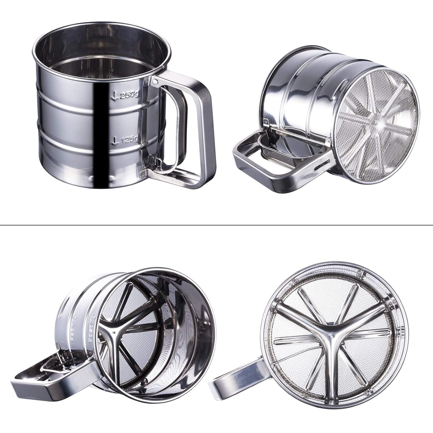 Premium Stainless Steel Flour Sifter for Baking - Durable Mesh Sieve Kitchen Tool with Comfortable Handle - Ideal for Powdering Sugar, Cocoa, and More - Flymaster Shop