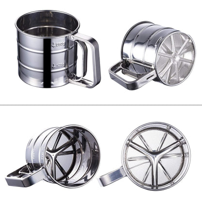 Premium Stainless Steel Flour Sifter for Baking - Durable Mesh Sieve Kitchen Tool with Comfortable Handle - Ideal for Powdering Sugar, Cocoa, and More - Flymaster Shop