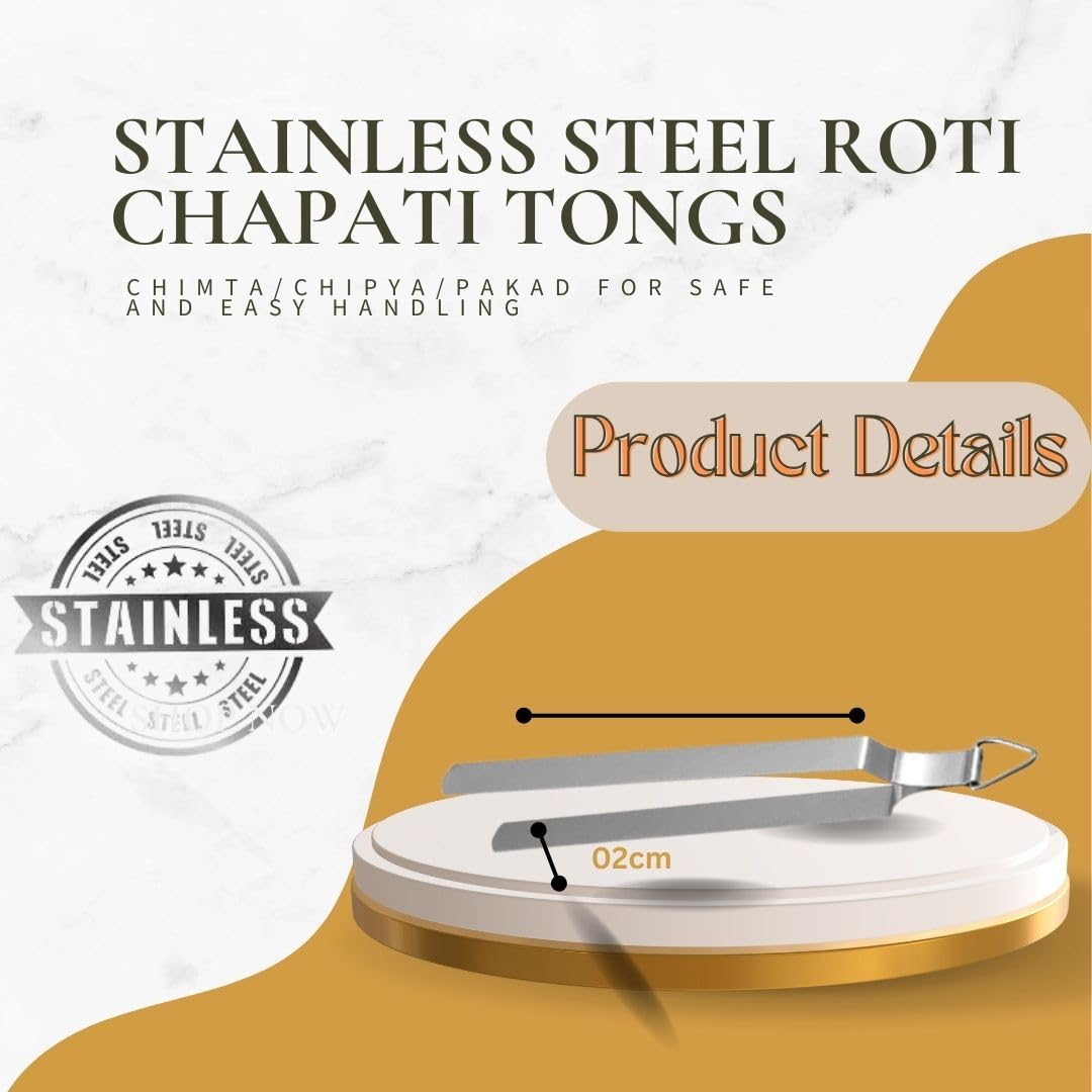 Premium Stainless Steel Roti Chapati Tongs – Durable Chimta/Chipya/Pakad for Safe and Easy Handling Pack of 1 Description - Flymaster Shop