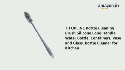 Bottle Cleaning Brush Silicone Long Handle, Water Bottle, Containers, Vase and Glass, Bottle Cleaner for Kitchen