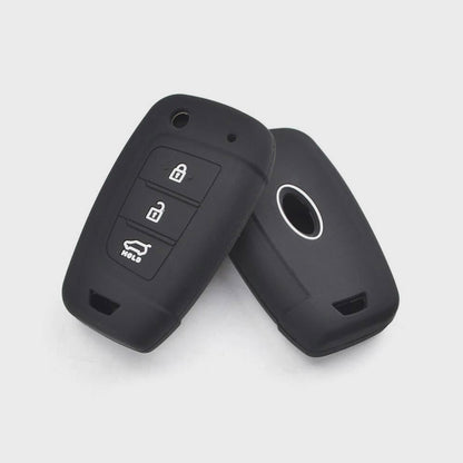 Premium Silicone Key Cover for Hyundai i20 2023, Kona, Verna (3-Button Flip Key) – Black | Durable & Scratch-Resistant Protection