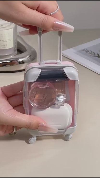 Makeup Organizer, Portable Makeup Case,Trolley Tiny Suitcase Miniature Candy Box for Travel Theme &Travel-Friendly, Compact, Perfect Gift for Beauty Lovers.Pack of 1, Multicolour.
