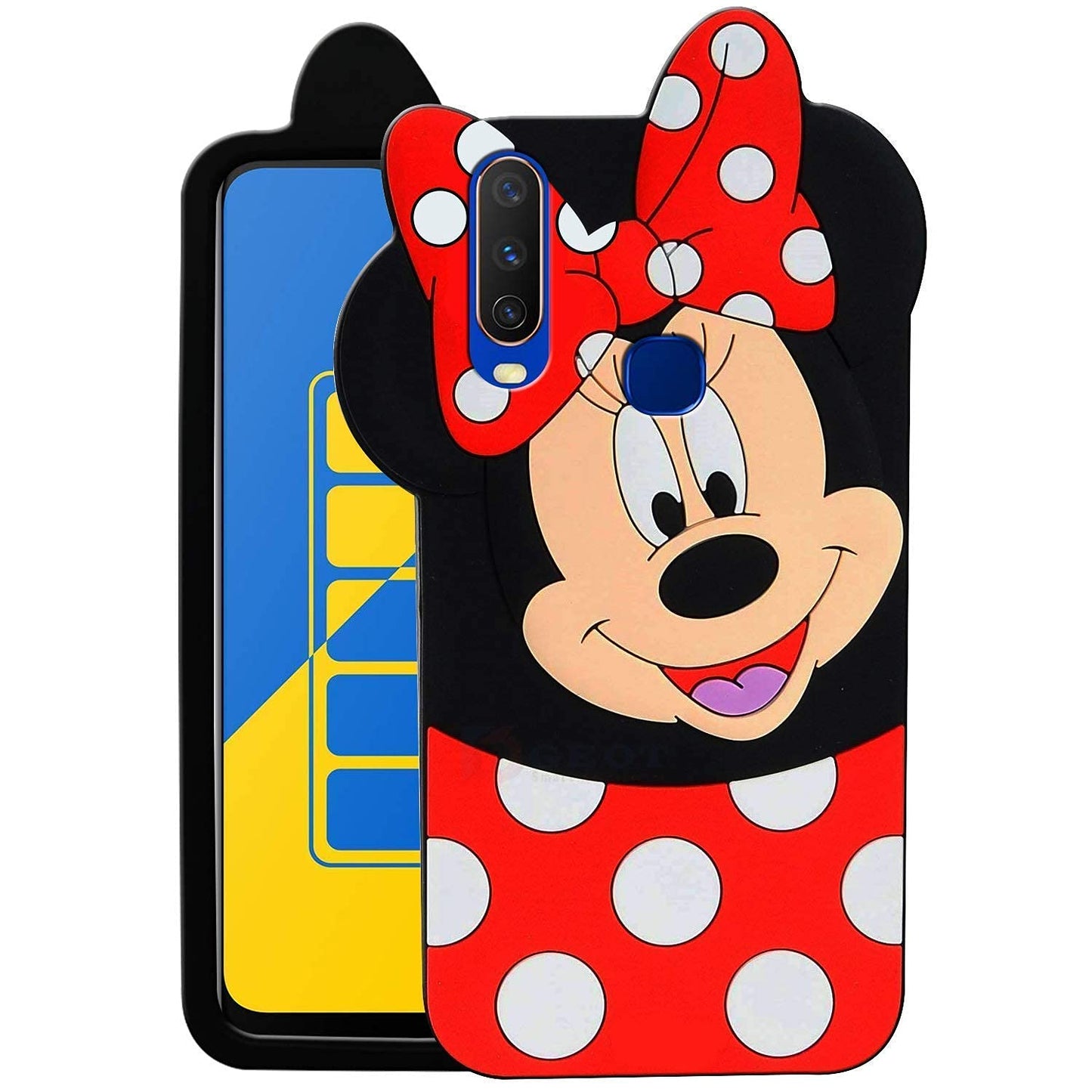 Mickey Mouse Case Cover for Vivo Y19 -|3D Cute Printed | Soft Silicone Rubber Back Cover Compatible with Vivo Y19 (Black)